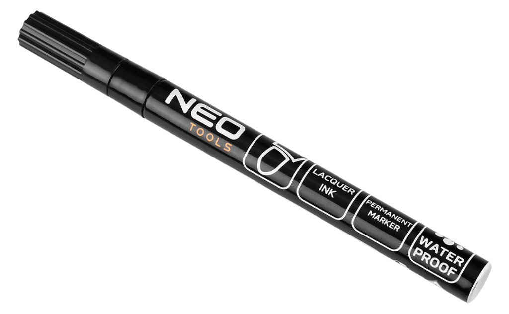 NEO TOOLS 4db jelölőfilc, lakkfilc, vízálló festékkel, alu festéktartály házzal, fekete, normál hegyű 13-852