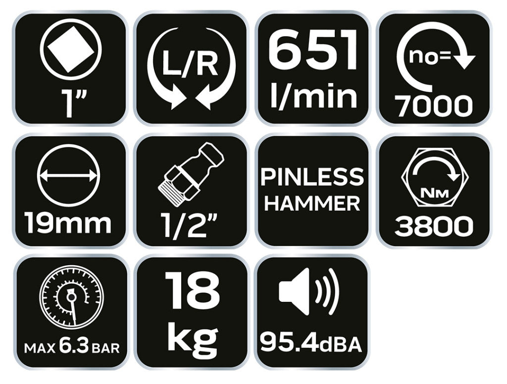 NEO TOOLS Pneumatikus ütvecsavarozó 1", 3800Nm 2 év garanciával 14-010