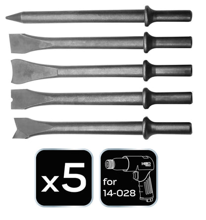 NEO TOOLS Vésőszár készlet pneumatikus vésőkalapácshoz 5db 14-029