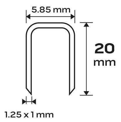NEO TOOLS Tűzőkapocs, horganyzott 90-es tipus, pneumatikus tűzőgéphez (14-570), GA18, 20mm, 4000db 14-623