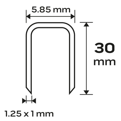 NEO TOOLS Tűzőkapocs, horganyzott 90-es tipus, pneumatikus tűzőgéphez (14-570), GA18, 30mm, 4000db 14-627