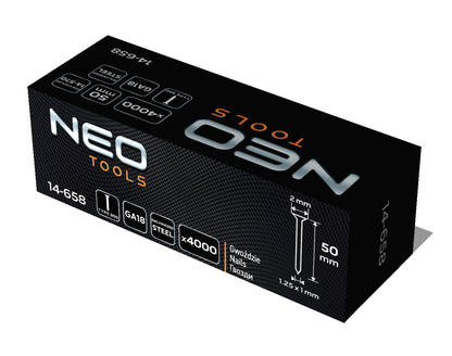 NEO TOOLS Tűzőszeg, horganyzott 300 (F) tipus, pneumatikus tűzőgéphez (14-570), GA18, 50mm, 4000db 14-658