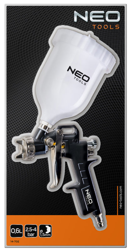 NEO TOOLS Pneumatikus festékszóró pisztoly, felső tartályos, 1,5mm 14-702