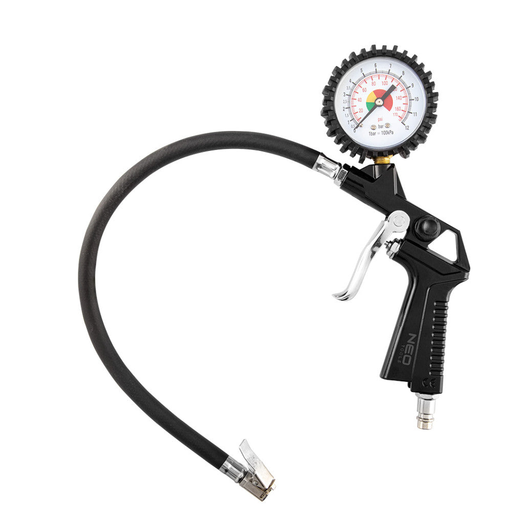 NEO TOOLS Pneumatikus kerékfúvó pisztoly, nyomásmérővel 63mm 14-714