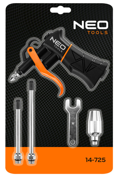 NEO TOOLS Pneumatikus lefúvópisztoly, nagy teljesítményű, cserélhető fejekkel 14-725