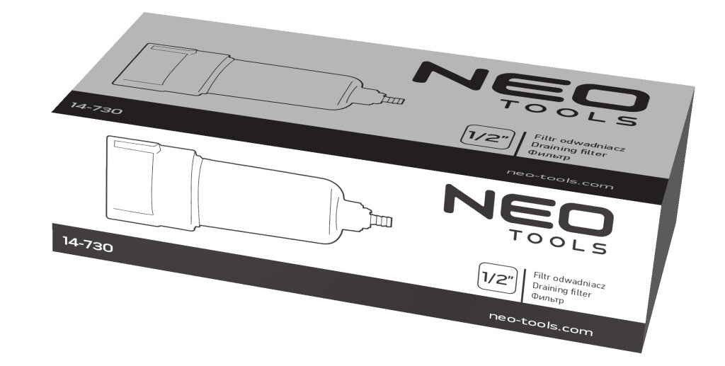 NEO TOOLS Vízleválasztó szűrő pneumatikus szerszámokhoz, 1/4", fém 14-730
