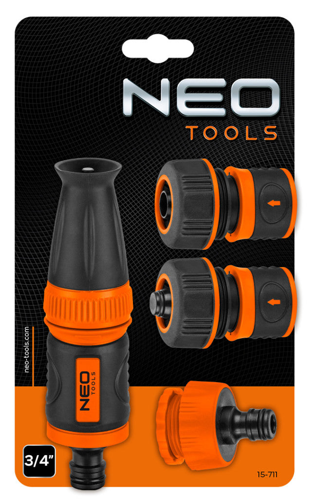 NEO TOOLS Öntözőfej csatlakozókkal 3/4", 4db 15-711