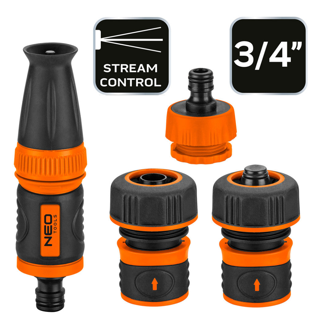 NEO TOOLS Öntözőfej csatlakozókkal 3/4", 4db 15-711