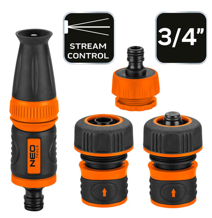 NEO TOOLS Öntözőfej csatlakozókkal 3/4", 4db 15-711