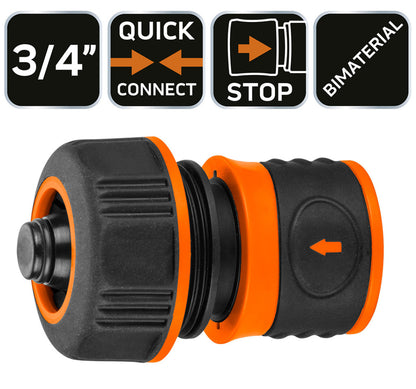 NEO TOOLS Tömlő gyorscsatlakozó 3/4", vízstoppos, kétkomponensű 15-723