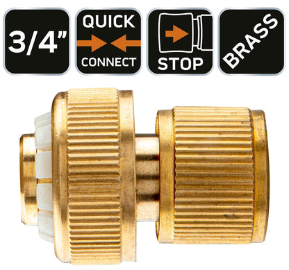 NEO TOOLS Tömlő gyorscsatlakozó 3/4", vízstoppos, réz 15-733