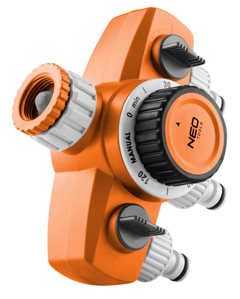 NEO TOOLS Mechanikus öntözőidőzítő óra, 3 utas, max.120perc 15-750