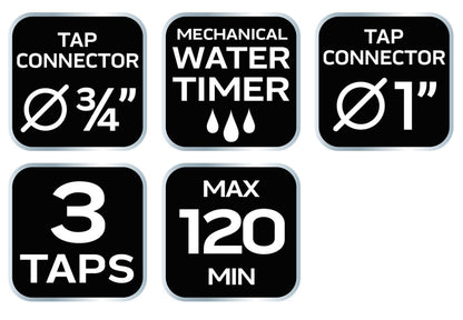 NEO TOOLS Mechanikus öntözőidőzítő óra, 3 utas, max.120perc 15-750