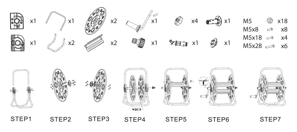 NEO TOOLS Tömlődob, fém, tömlőméret: 1/2" max100m, 3/4" max30 m 15-790