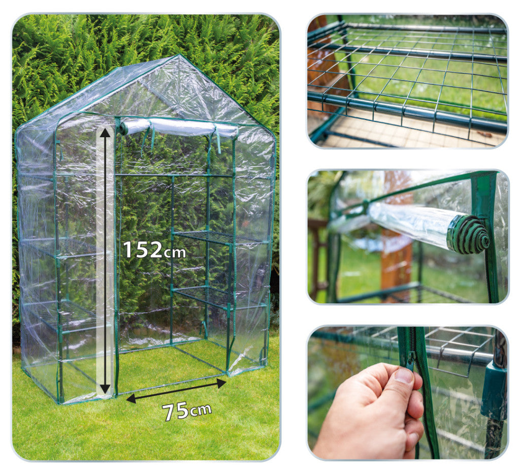 NEO TOOLS Növényház 143 x 73 x 195cm, PVC fólia, fémszerkezet 15-902