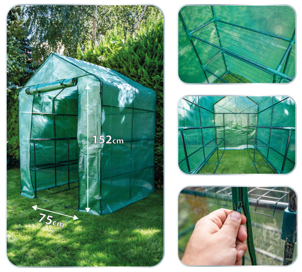 NEO TOOLS Növényház 143 x 143 x 195cm, PE fólia, fémszerkezet 15-911