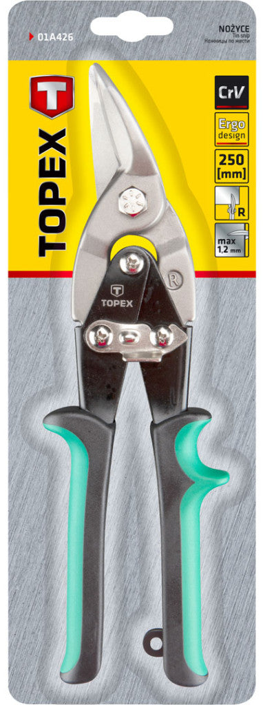 TOPEX LEMEZOLLÓ 250MM ÁTTÉTELES JOBBOS 01A426