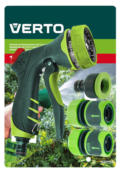 VERTO Öntözőpisztoly csatlakozókkal 1/2", 4db 15G713