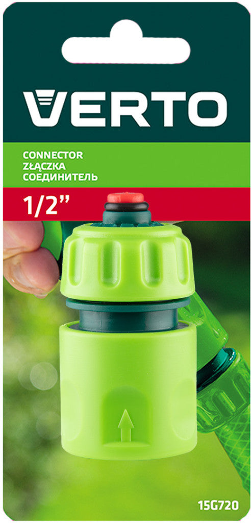VERTO Tömlő gyorscsatlakozó 1/2" vizstoppos 15G721