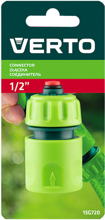 VERTO Tömlő gyorscsatlakozó 1/2" vizstoppos 15G721