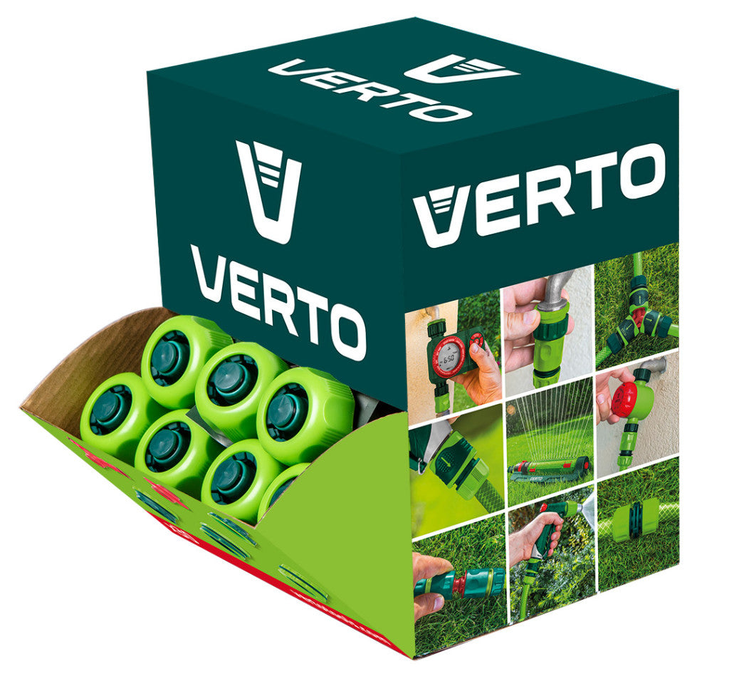 VERTO 30db Tömlő gyorscsatlakozó 3/4" vizstoppos, kétkomponensű, kínálódobozban 15G733-30