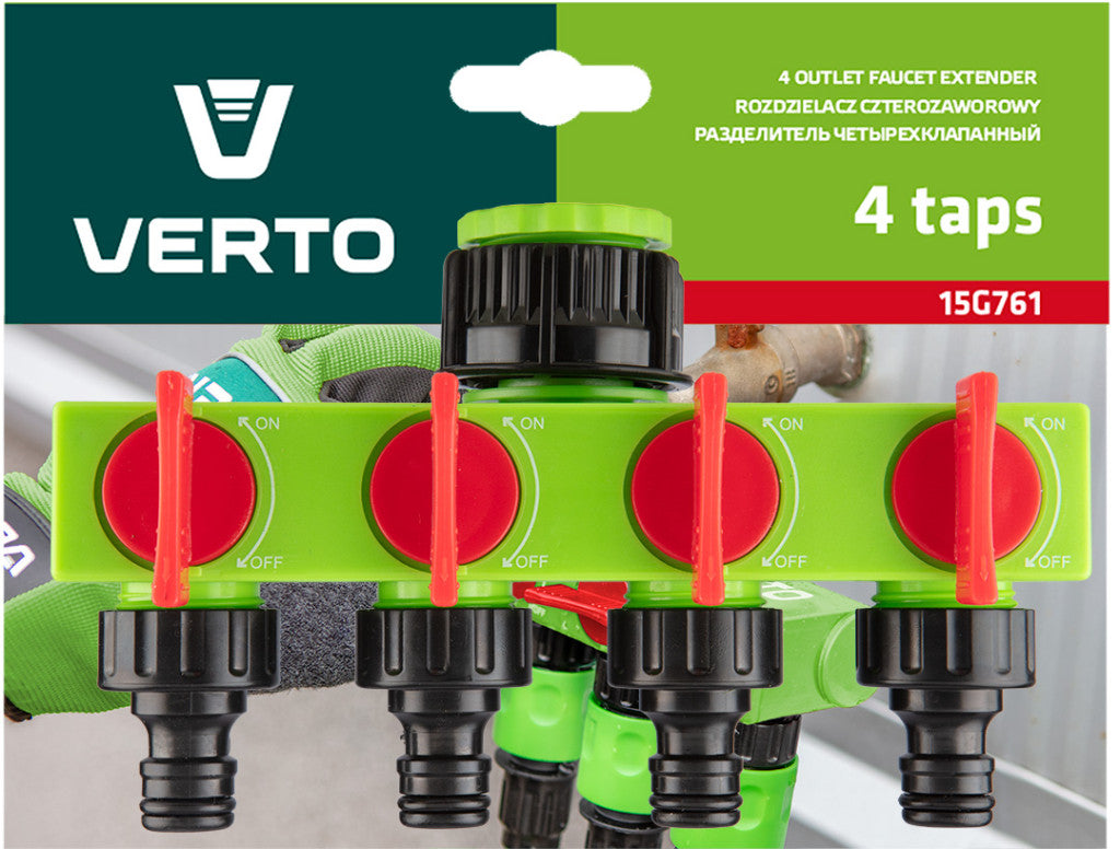 VERTO Vízelosztó, 4 utas, Csapcsatlakozó, zárható 15G761