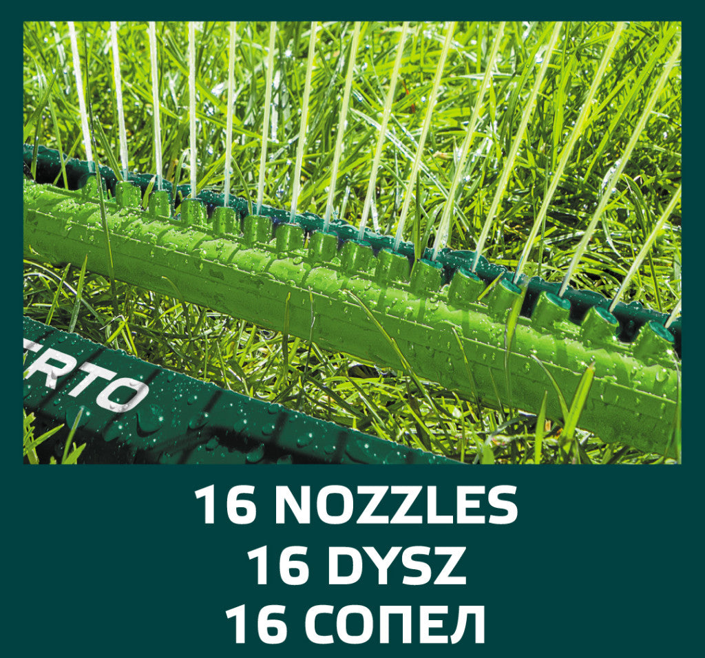 VERTO Négyszögesőztető, billenő, öntöző, 12x18m - 216 m2, 16 fúvóka 15G770