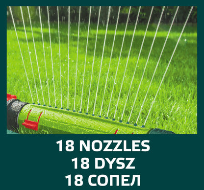 VERTO Négyszögesőztető, billenő, öntöző, 15x19m - 285 m2, 18 fúvóka 15G772