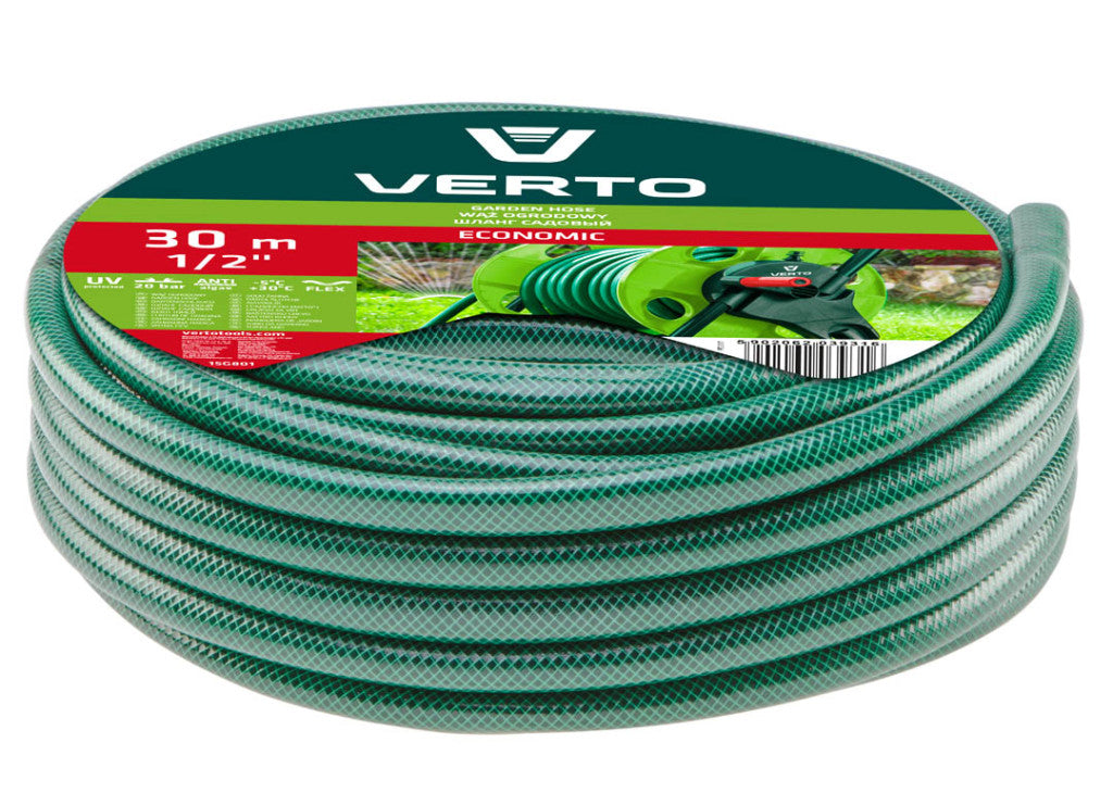VERTO Locsolótömlő 20 m, 1/2", ECONOMIC, zöld 15G800