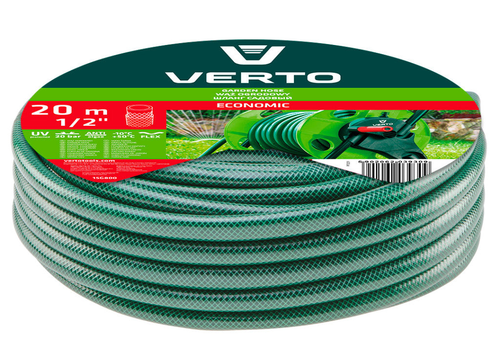 VERTO Locsolótömlő 20 m, 1/2", ECONOMIC, zöld 15G800