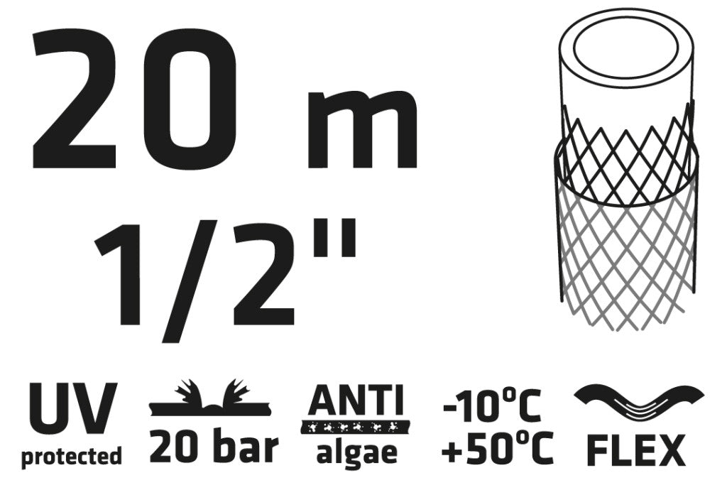 VERTO Locsolótömlő 20 m, 1/2", ECONOMIC, zöld 15G800