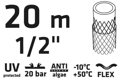 VERTO Locsolótömlő 20 m, 1/2", ECONOMIC, zöld 15G800