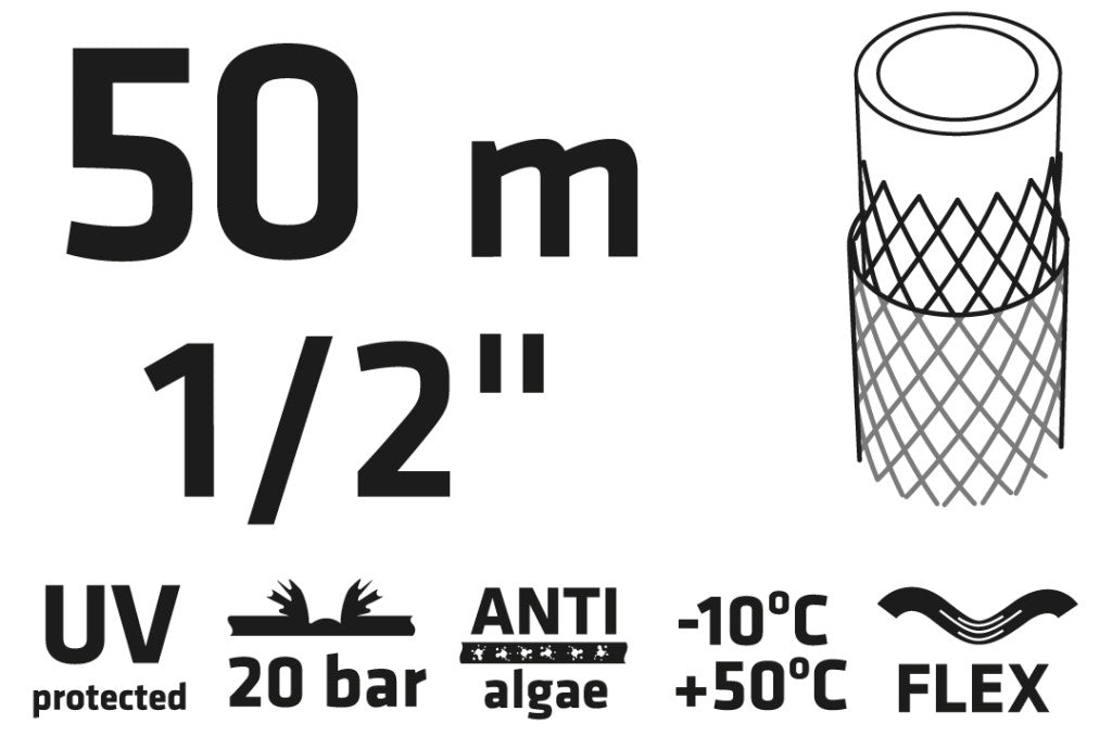 VERTO Locsolótömlő 50 m, 1/2", ECONOMIC, zöld 15G802
