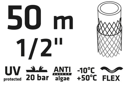 VERTO Locsolótömlő 50 m, 1/2", ECONOMIC, zöld 15G802