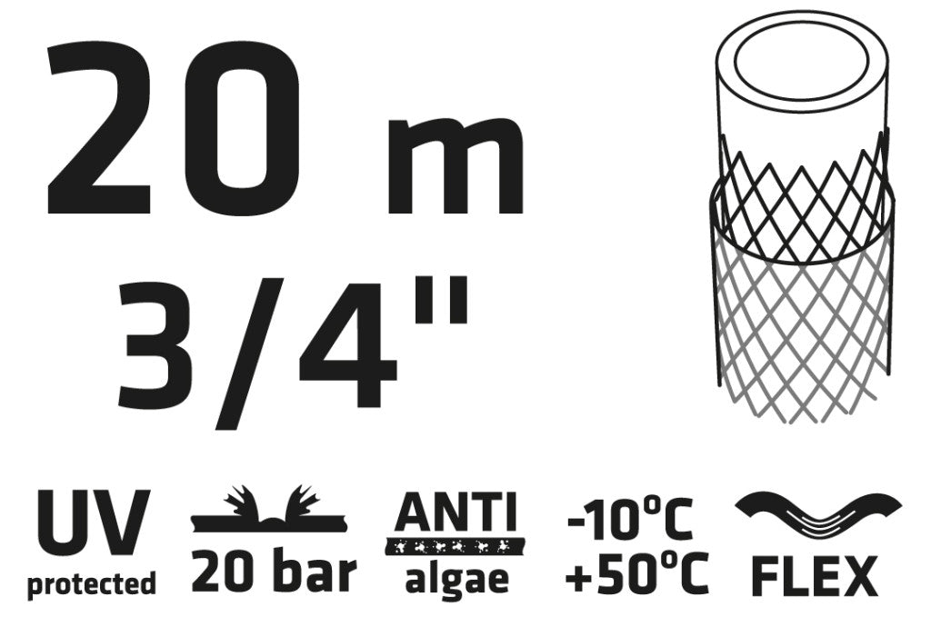 VERTO Locsolótömlő 20 m, 3/4", ECONOMIC, zöld 15G803