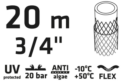VERTO Locsolótömlő 20 m, 3/4", ECONOMIC, zöld 15G803