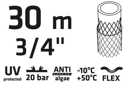 VERTO Locsolótömlő 30 m, 3/4", ECONOMIC, zöld 15G804