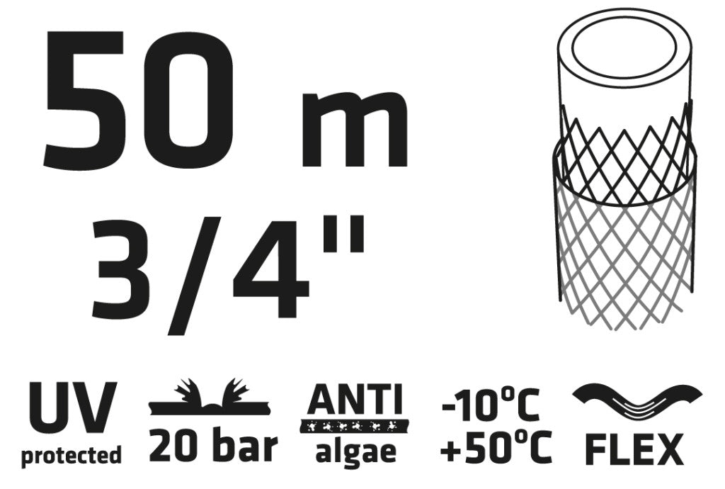 VERTO Locsolótömlő 50 m, 3/4", ECONOMIC, zöld 15G805