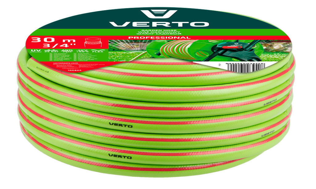 VERTO Locsolótömlő 30 m, 3/4", Professional: csomózódás, csavarodás védelem, UV álló, algásodás védelem 15G824