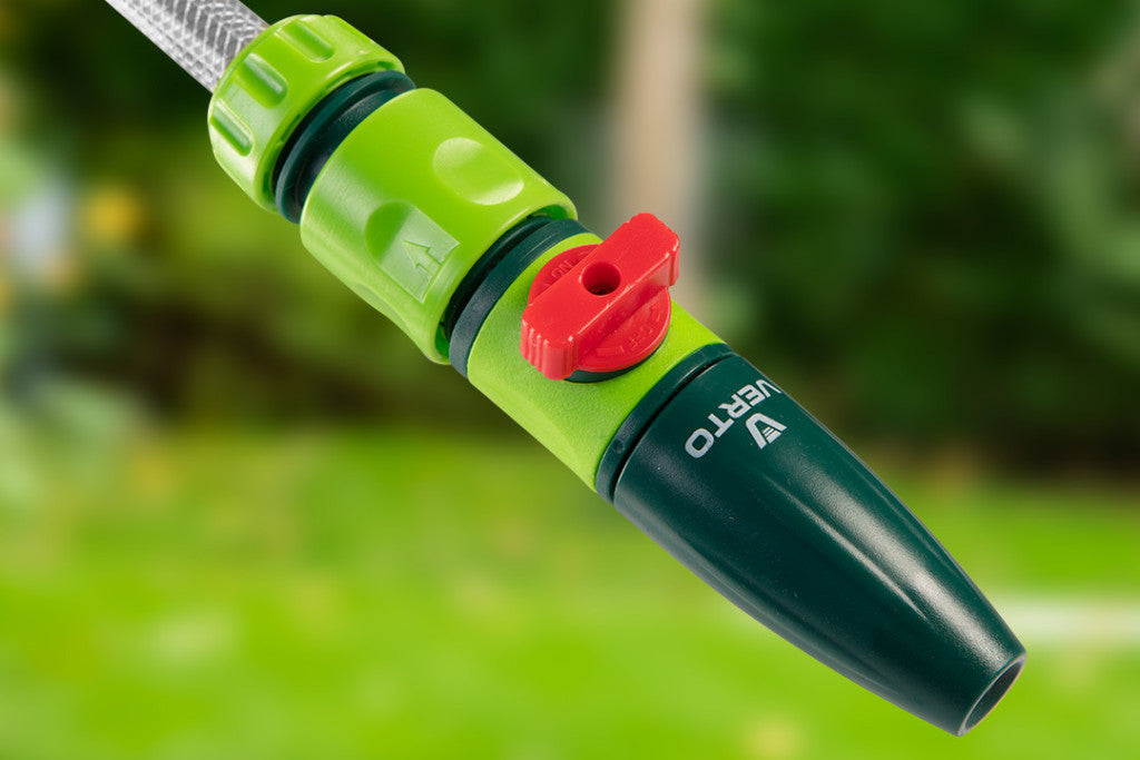 VERTO Autómata tömlődob, 20 m locsolótömlő + 2 m csatlakozó tömlő, 10 bar, PP ház, PVC tömlő, falra szerelhető 15G891
