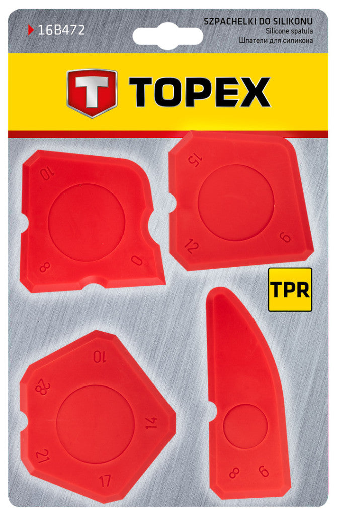 TOPEX Fugakihúzó készlet, 4db, szilikon, 6, 8, 9, 10, 12, 14, 15, 17, 21, 28 16B472