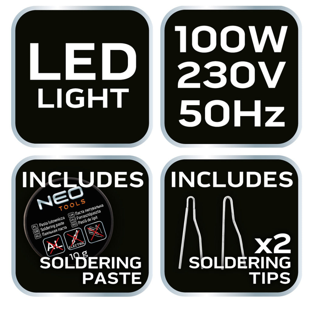 NEO TOOLS Forrasztópisztoly 100W 2 év garanciával 19-153