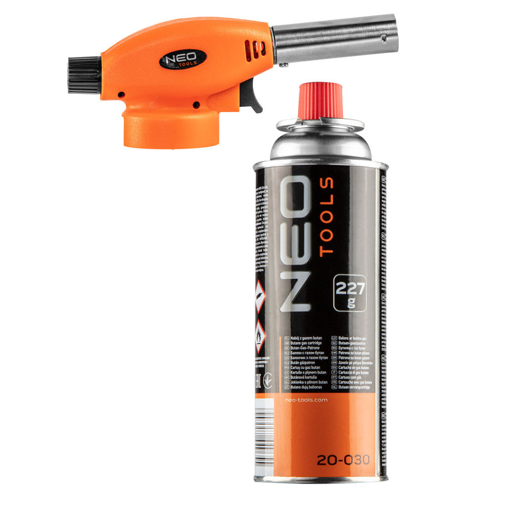 NEO TOOLS Gázforrasztó készlet, fej+ eldobható palack (EN 417, 227g) 20-041