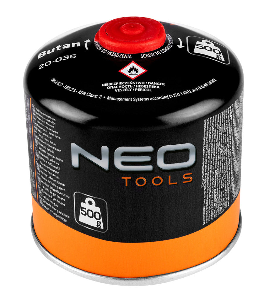 NEO TOOLS Kemping gázégő+ 2db gázpalack 20-060