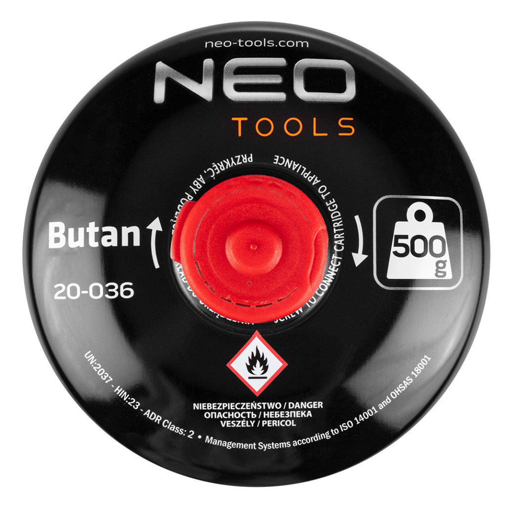 NEO TOOLS Kemping gázégő+ 2db gázpalack 20-060