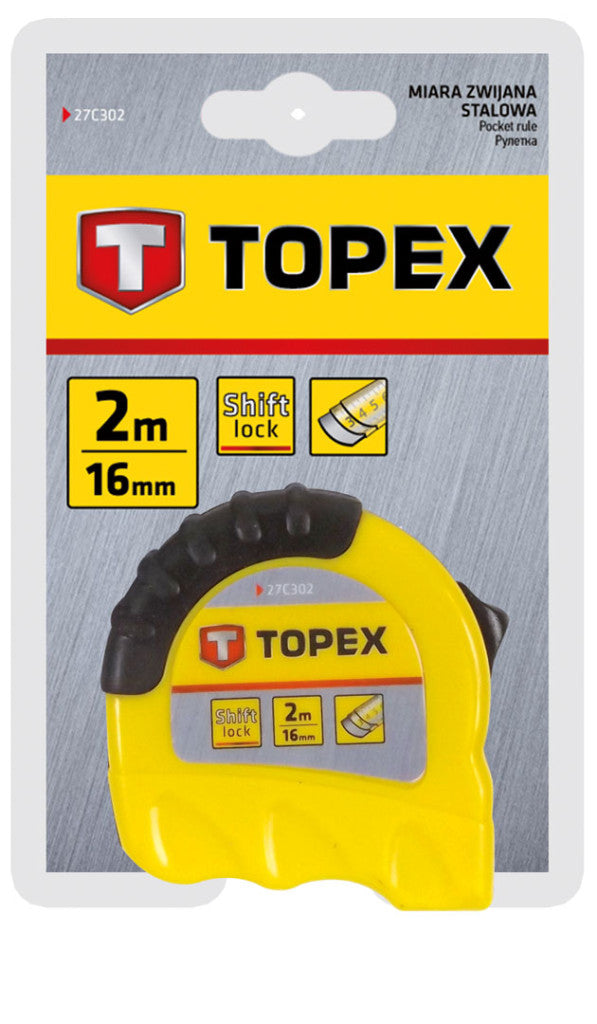 TOPEX Mérőszalag 2m / 16mm, "Shiftlock" 27C302