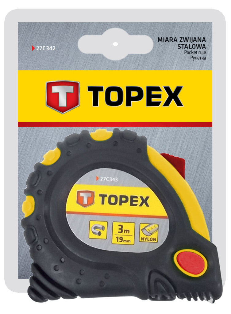 TOPEX Mérőszalag 10m / 32mm, mágneses 27C340