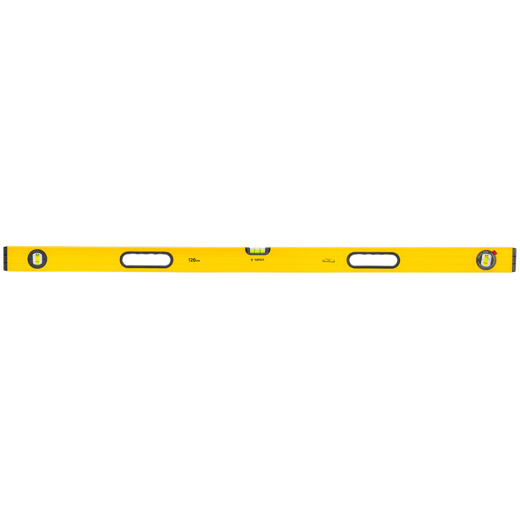 TOPEX Vízmérték, 120cm, 3 libella, 2 markolat, aluminium, ±0,5mm/m 29C605