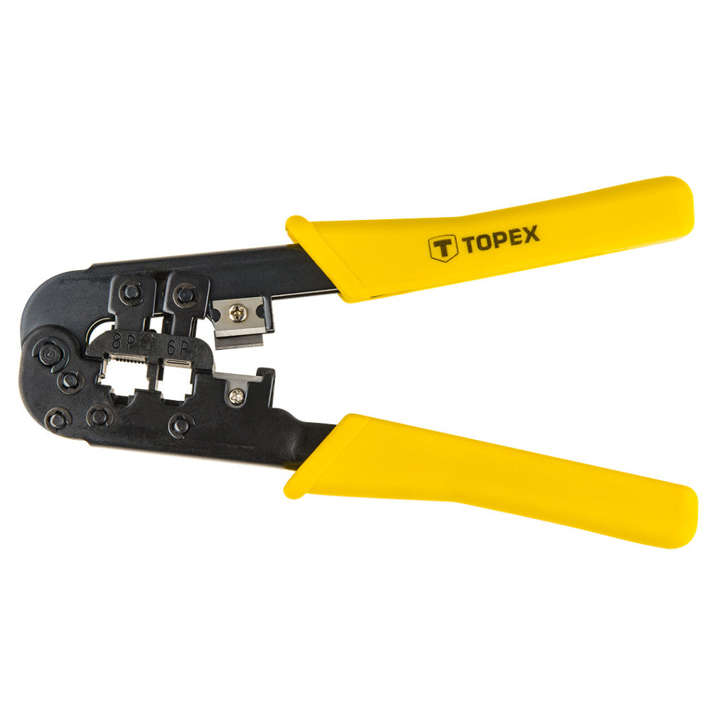 TOPEX Krimpelő-, kábelsarufogó 185mm, 6P, 8P 32D408
