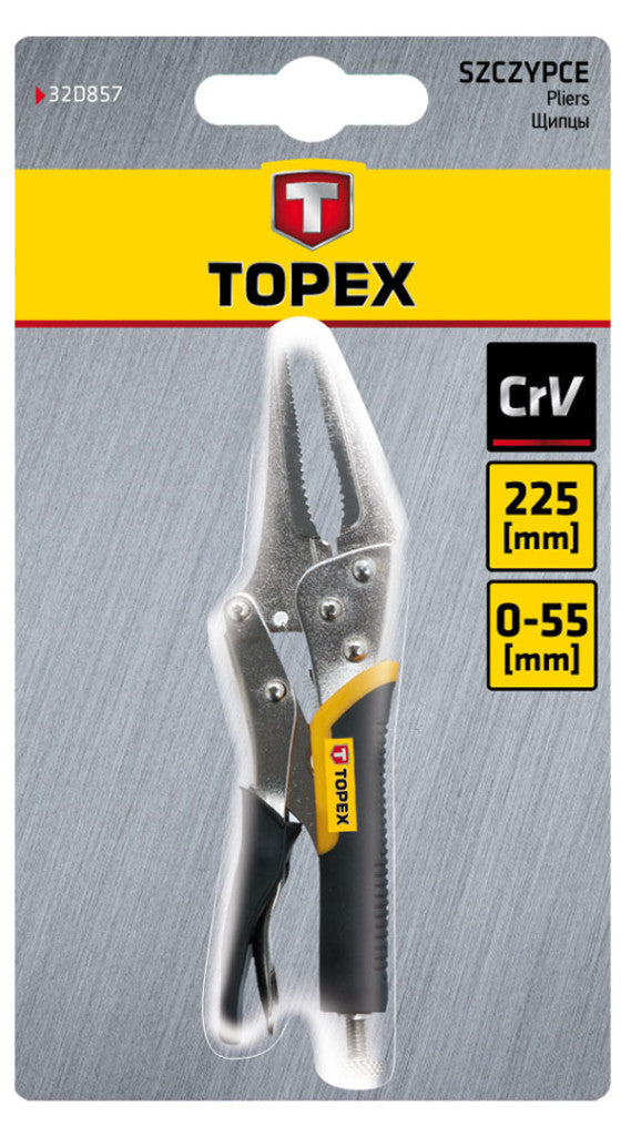 TOPEX PATENTFOGÓ hosszúpofájú, 225MM, műanyag markolat 32D857